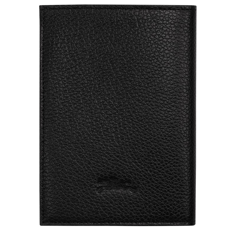 Longchamp Le Foulonné Passport cover - Leather Pouches & Cases Black | HZ44-T0BM