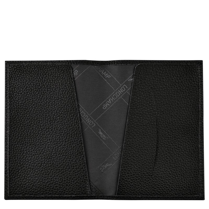 Longchamp Le Foulonné Passport cover - Leather Pouches & Cases Black | HZ44-T0BM