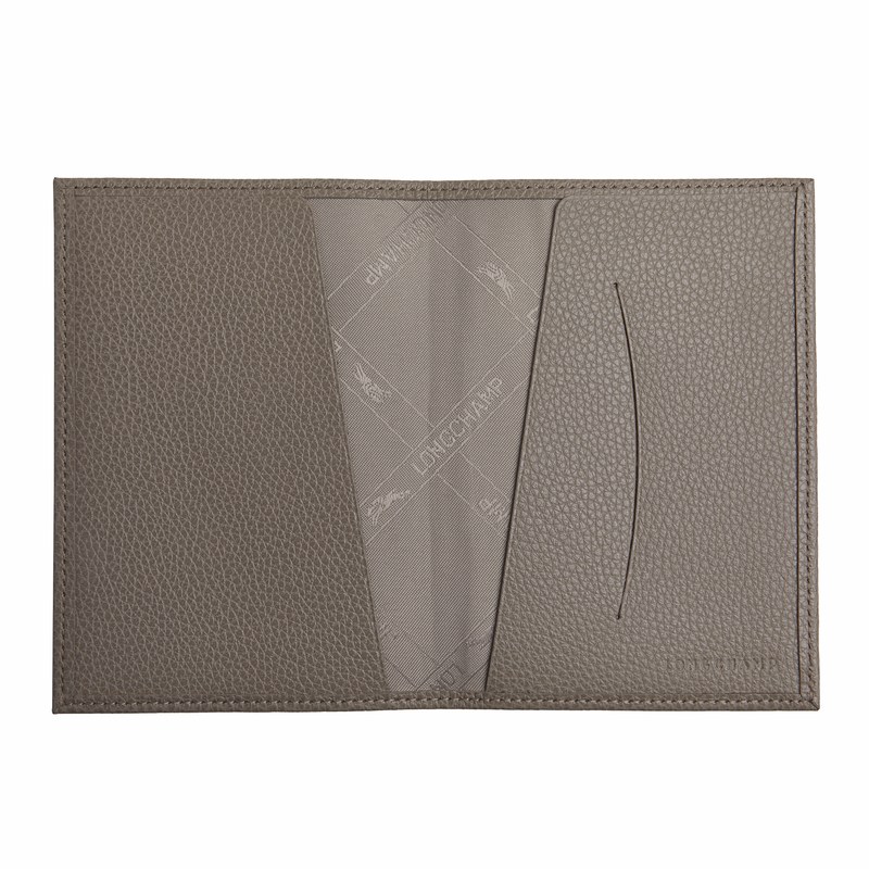 Longchamp Le Foulonné Passport cover - Leather Travel accessories Turtledove | VO33-J2IQ