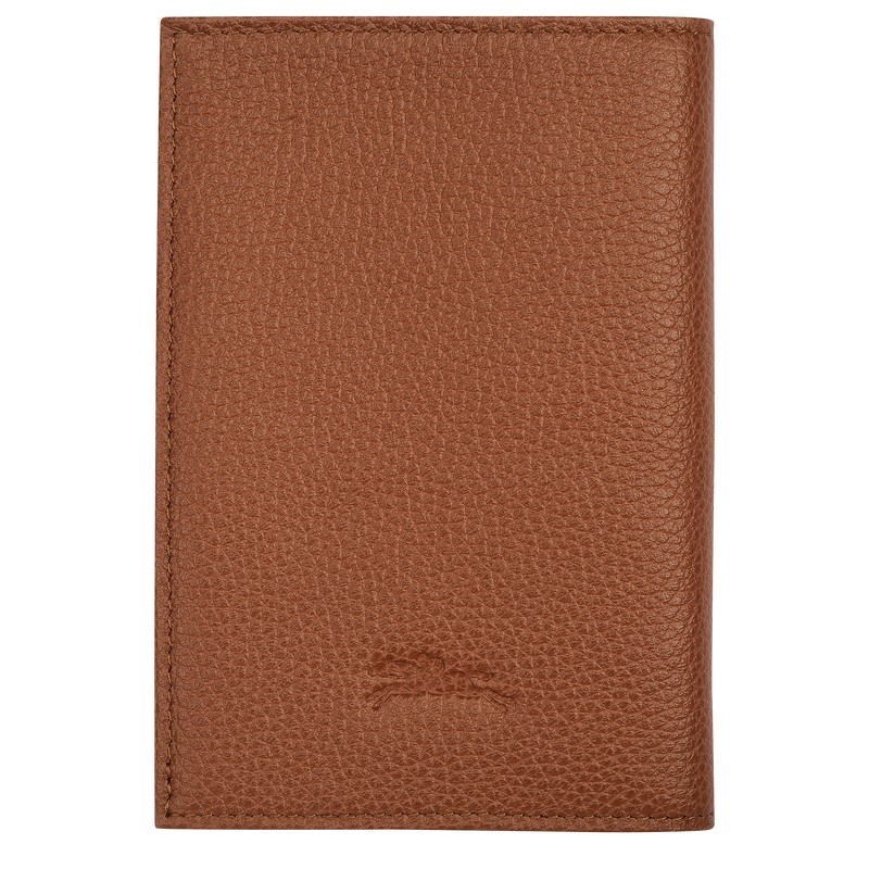 Longchamp Le Foulonné Passport cover - Leather Pouches & Cases Caramel | TZ53-N9CJ