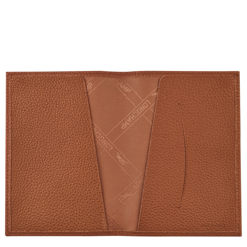 Longchamp Le Foulonné Passport cover - Leather Pouches & Cases Caramel | TZ53-N9CJ