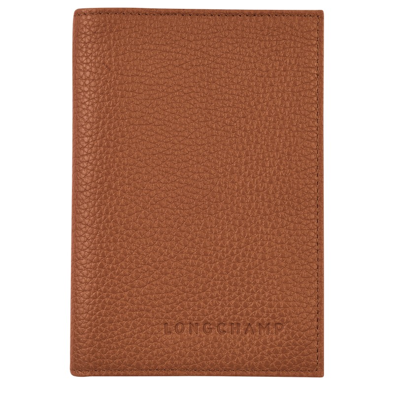 Longchamp Le Foulonné Passport cover - Leather Pouches & Cases Caramel | TZ53-N9CJ