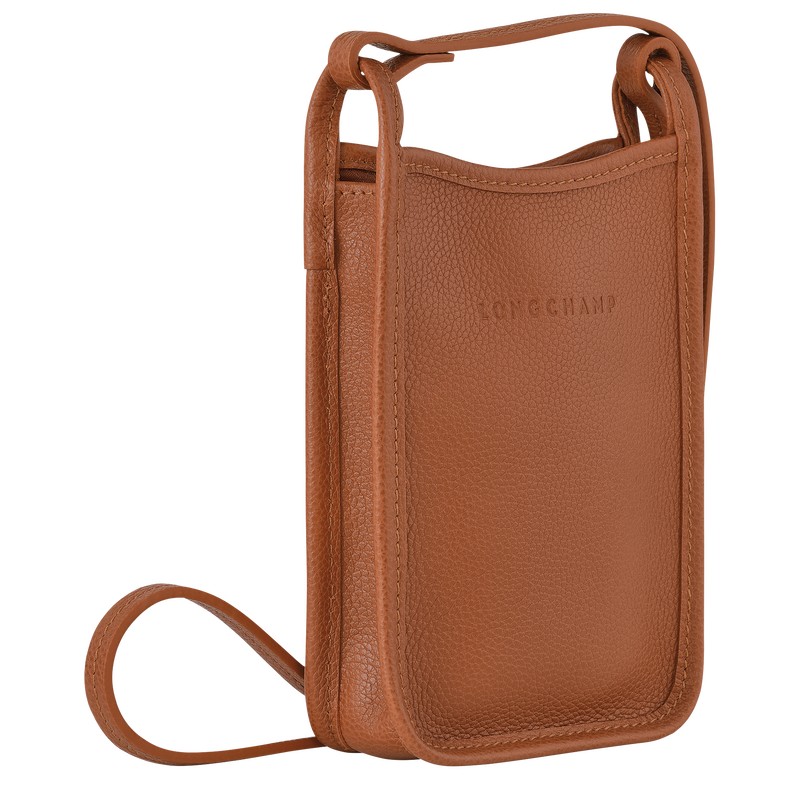 Longchamp Le Foulonné Phone case - Leather Phone cases Caramel | DP79-R0NZ