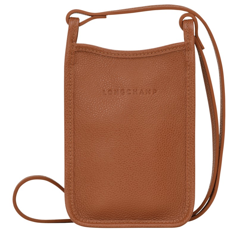 Longchamp Le Foulonné Phone case - Leather Phone cases Caramel | DP79-R0NZ