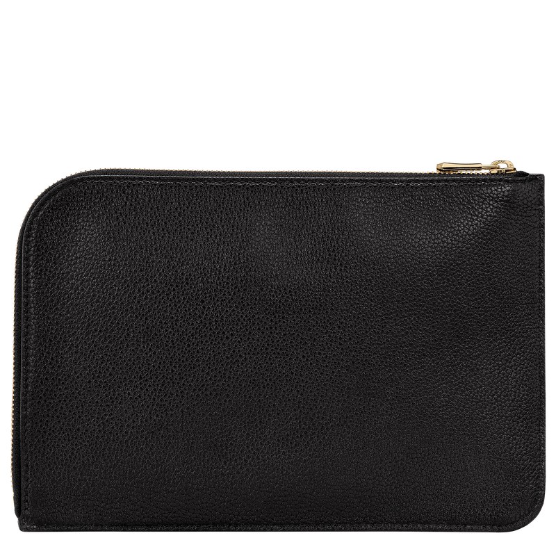 Longchamp Le Foulonné Pouch - Leather Pouches & Cases Black | HP01-U7WK