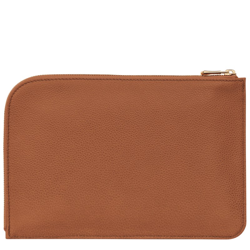 Longchamp Le Foulonné Pouch - Leather Pouches & Cases Caramel | WA92-M5EG