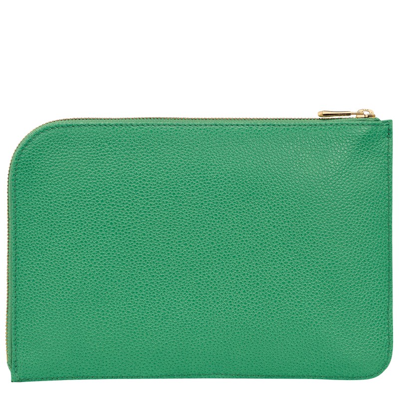 Longchamp Le Foulonné Pouch - Leather Pouches & Cases Green | HK99-X0VD