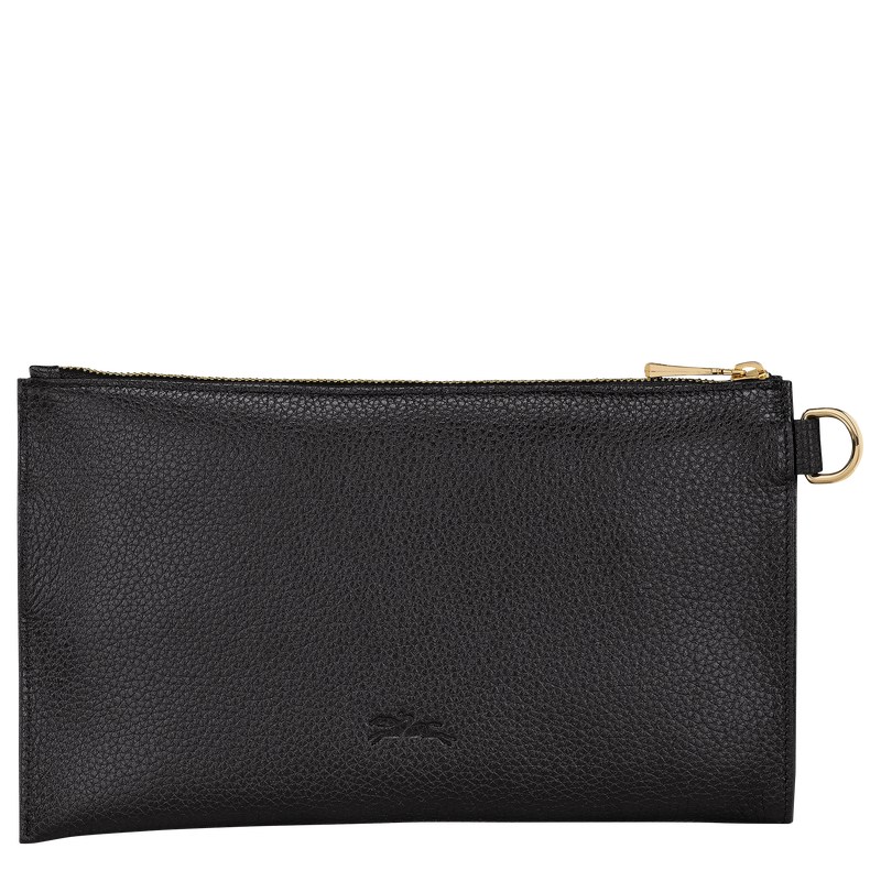 Longchamp Le Foulonné Pouch - Leather Pouches & Cases Black | ZN44-B9FJ