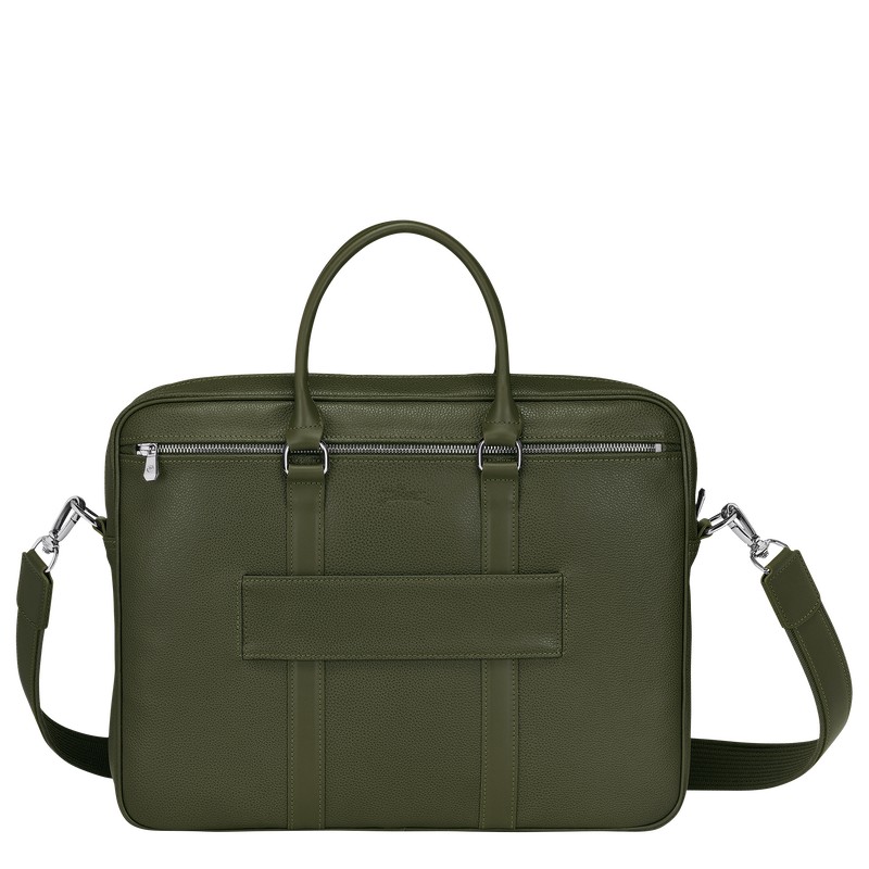 Longchamp Le Foulonné S Briefcase - Leather Briefcase Khaki | GG29-I3YJ