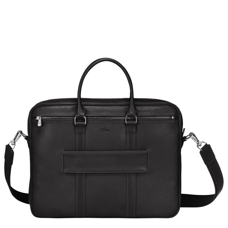 Longchamp Le Foulonné S Briefcase - Leather Briefcase Black | NN03-H1OS