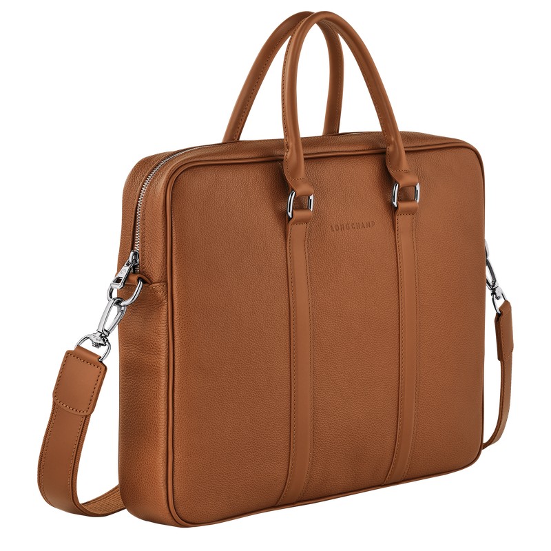 Longchamp Le Foulonné S Briefcase - Leather Briefcase Caramel | DG63-W1XN