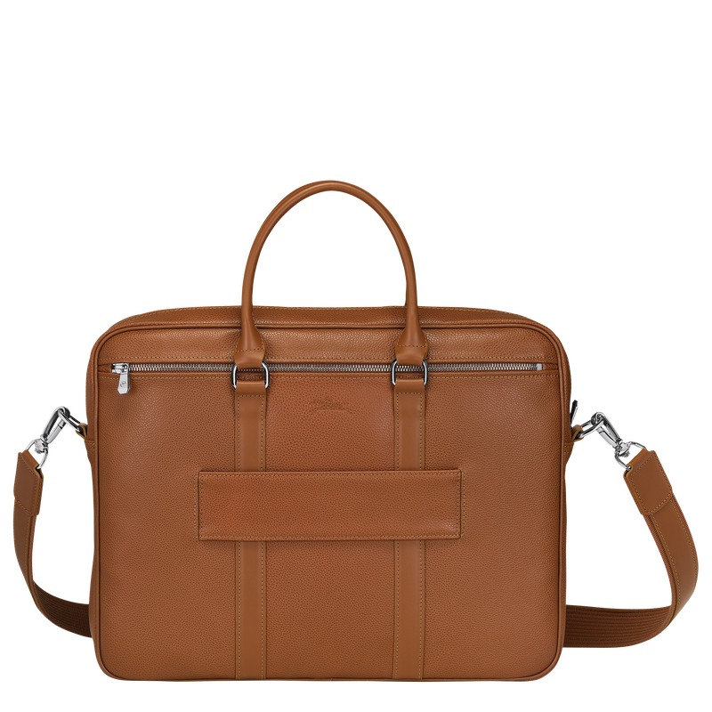 Longchamp Le Foulonné S Briefcase - Leather Briefcase Caramel | DG63-W1XN