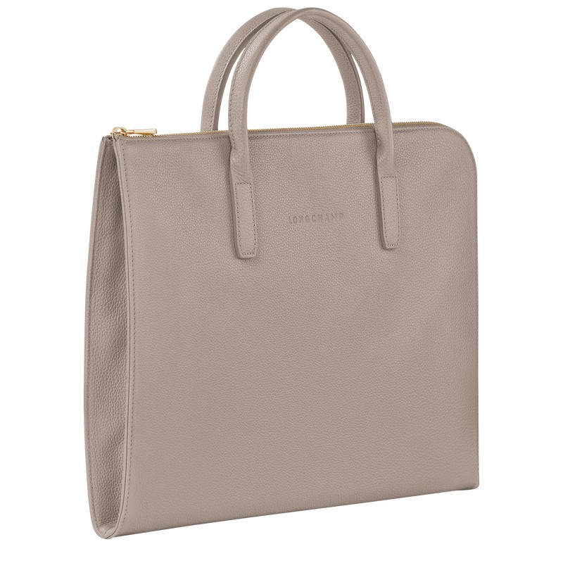 Longchamp Le Foulonné S Briefcase - Leather Briefcase Turtledove | LD57-M6QA