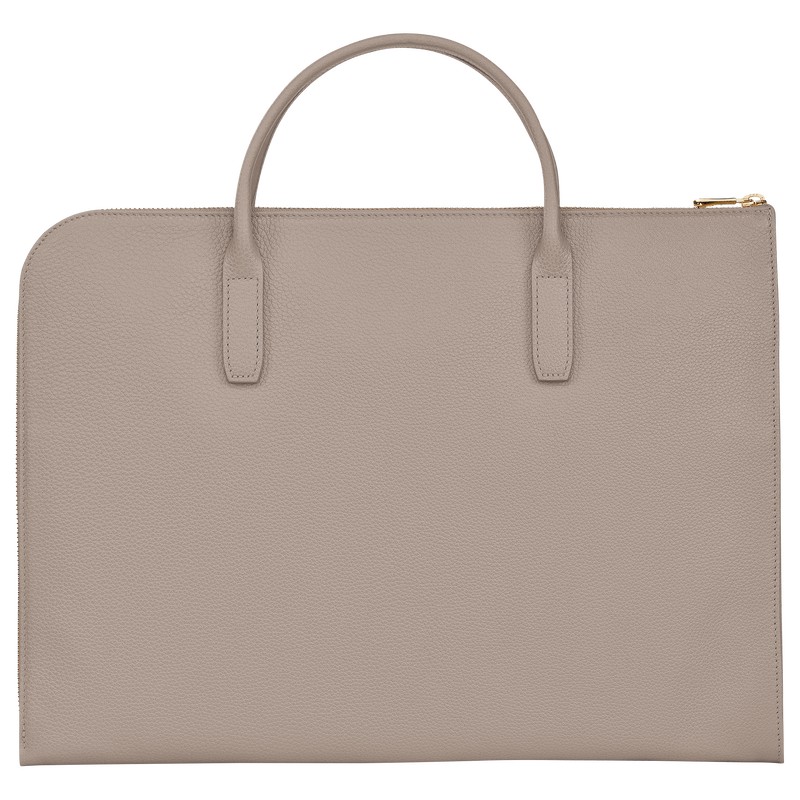 Longchamp Le Foulonné S Briefcase - Leather Briefcase Turtledove | LD57-M6QA