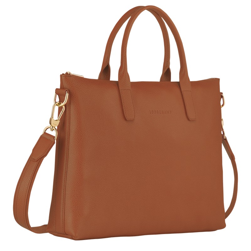 Longchamp Le Foulonné S Briefcase - Leather Briefcase Caramel | KR32-J6RO