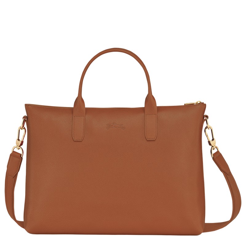 Longchamp Le Foulonné S Briefcase - Leather Briefcase Caramel | KR32-J6RO