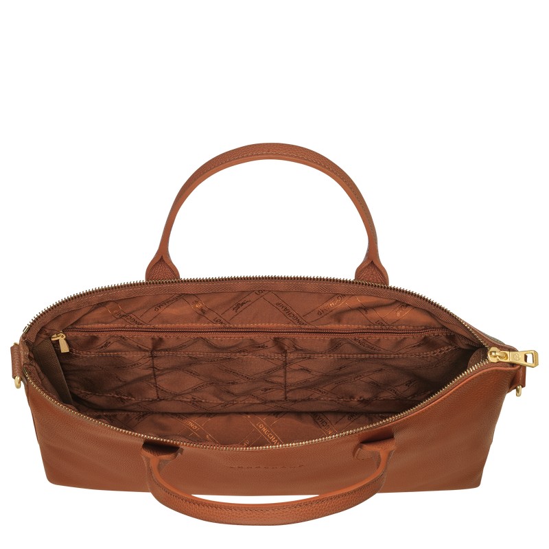 Longchamp Le Foulonné S Briefcase - Leather Briefcase Caramel | KR32-J6RO