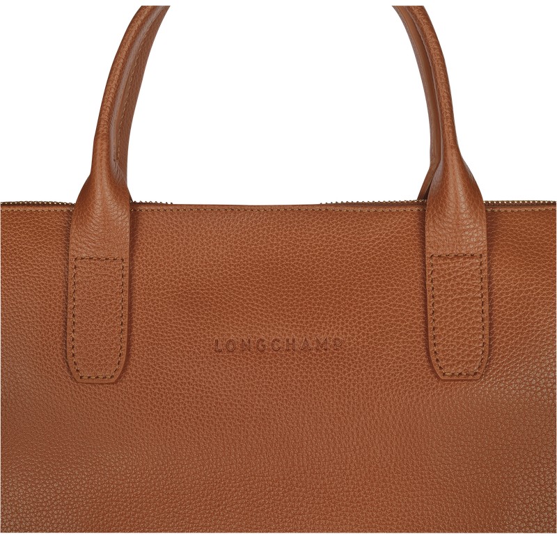 Longchamp Le Foulonné S Briefcase - Leather Briefcase Caramel | KR32-J6RO