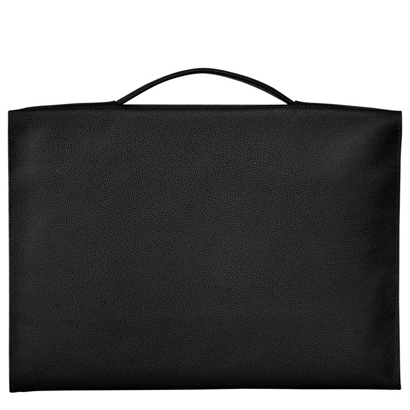 Longchamp Le Foulonné S Briefcase - Leather Briefcase Black | XN15-U6HY