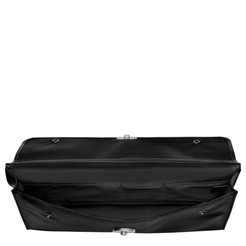 Longchamp Le Foulonné S Briefcase - Leather Briefcase Black | XN15-U6HY