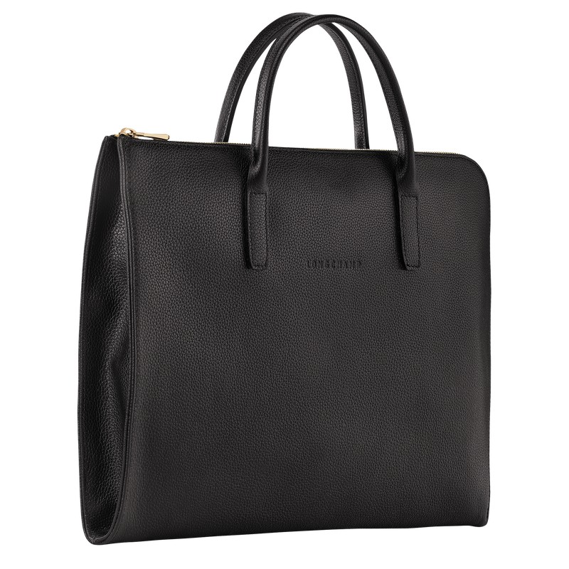 Longchamp Le Foulonné S Briefcase - Leather Briefcase Black | GY15-X6NO