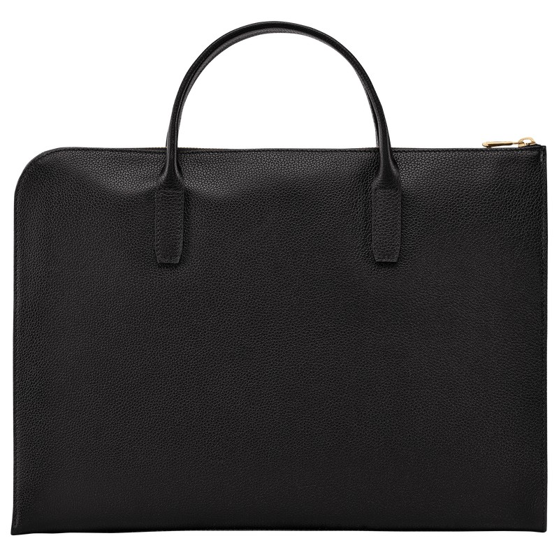 Longchamp Le Foulonné S Briefcase - Leather Briefcase Black | GY15-X6NO