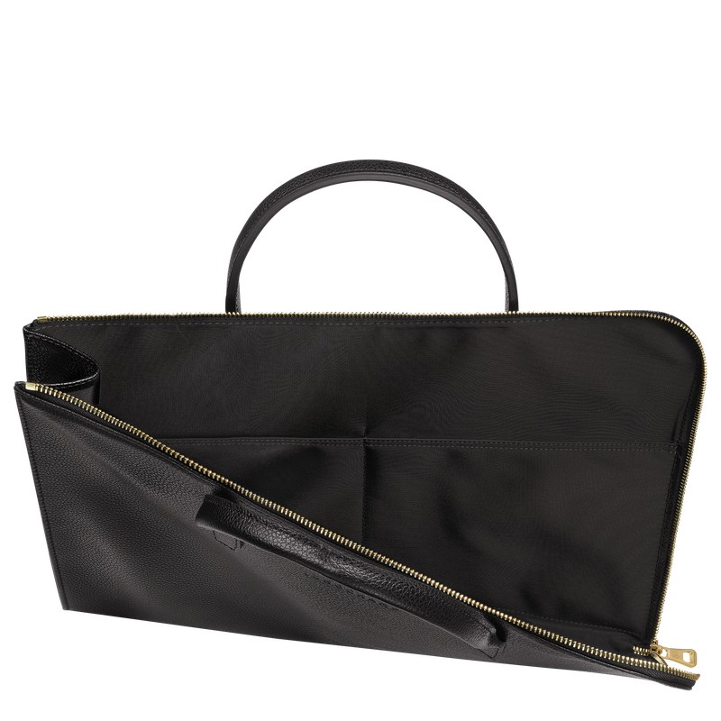 Longchamp Le Foulonné S Briefcase - Leather Briefcase Black | GY15-X6NO