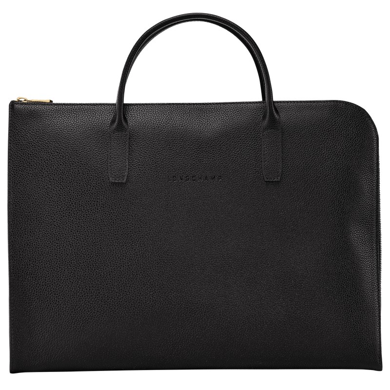 Longchamp Le Foulonné S Briefcase - Leather Briefcase Black | GY15-X6NO