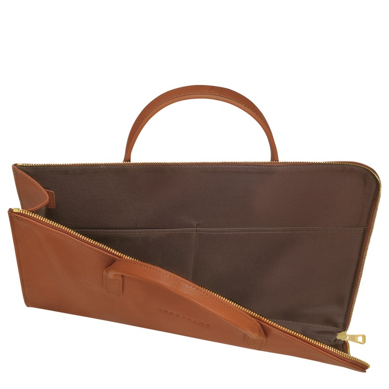 Longchamp Le Foulonné S Briefcase - Leather Briefcase Caramel | AQ11-A2PJ