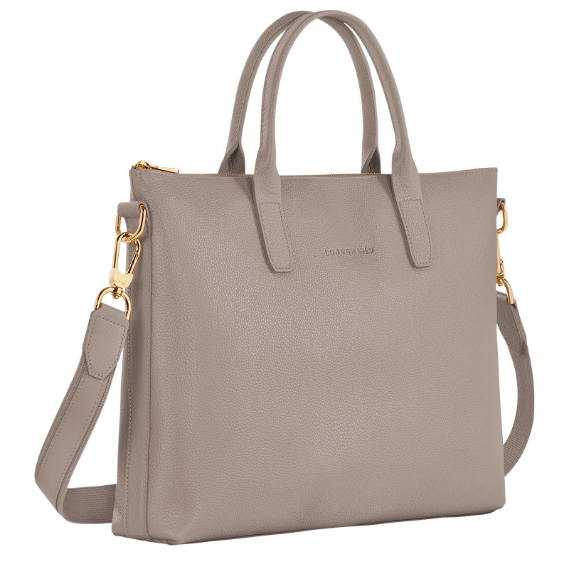 Longchamp Le Foulonné S Briefcase - Leather Briefcase Turtledove | KI21-C0JZ