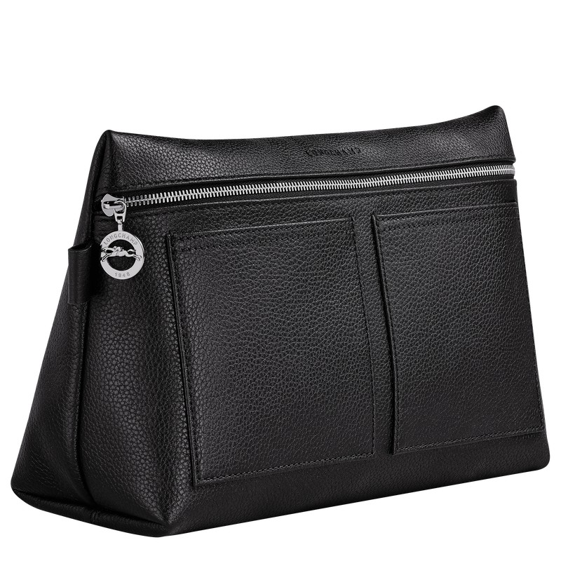 Longchamp Le Foulonné Toiletry case - Leather Toiletry bags Black | EL96-I2QF