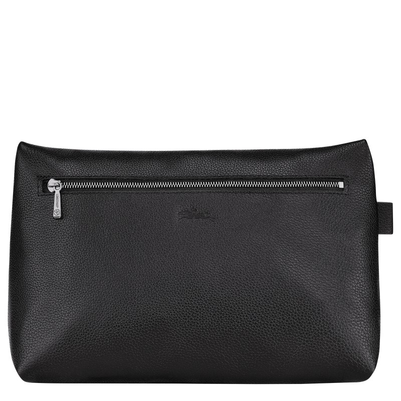 Longchamp Le Foulonné Toiletry case - Leather Toiletry bags Black | EL96-I2QF