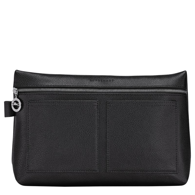 Longchamp Le Foulonné Toiletry case - Leather Toiletry bags Black | EL96-I2QF