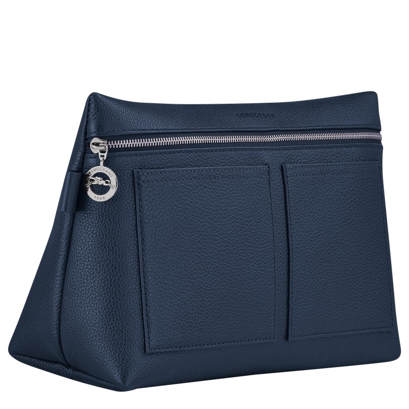 Longchamp Le Foulonné Toiletry case - Leather Toiletry bags Navy | VU07-R0FH