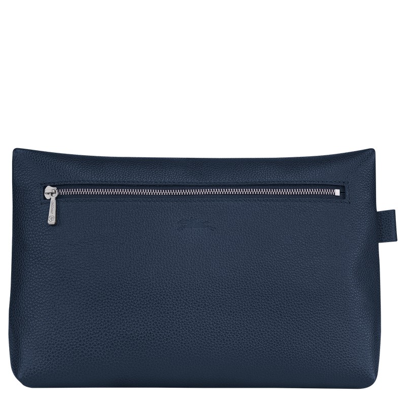 Longchamp Le Foulonné Toiletry case - Leather Toiletry bags Navy | VU07-R0FH