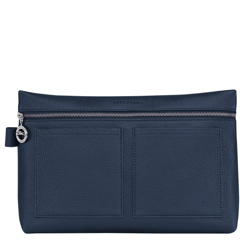 Longchamp Le Foulonné Toiletry case - Leather Toiletry bags Navy | VU07-R0FH