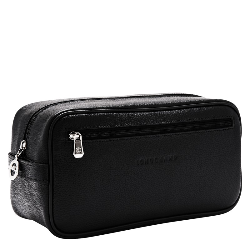 Longchamp Le Foulonné Toiletry case - Leather Toiletry bags Black | IR10-M8SE