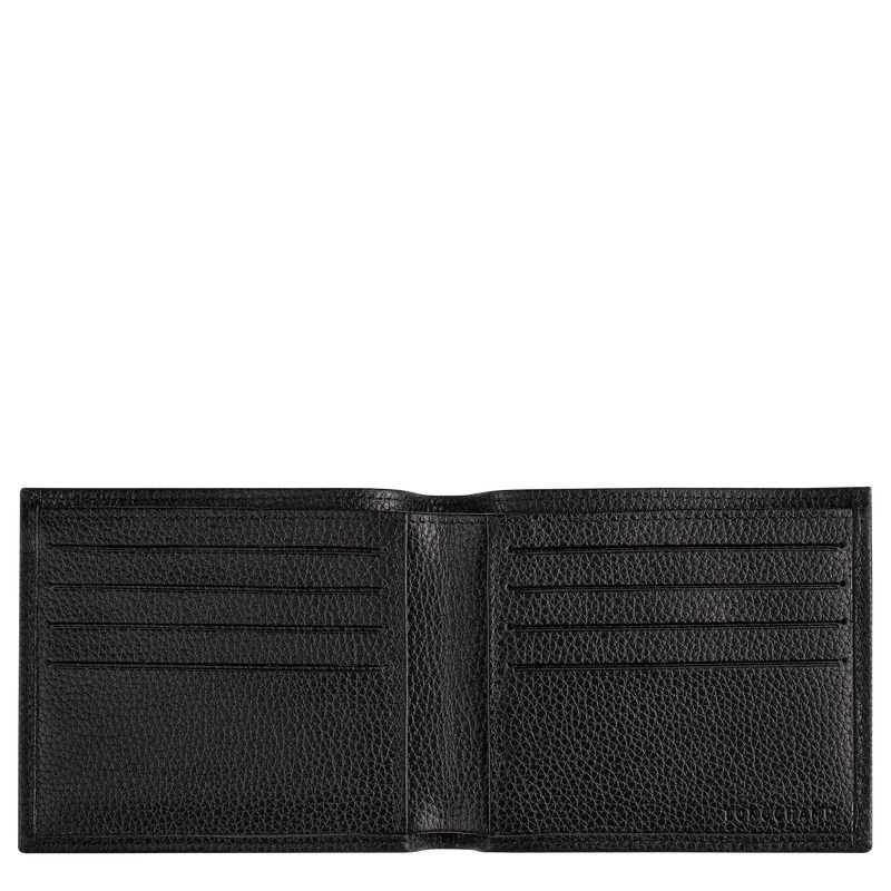 Longchamp Le Foulonné Wallet - Leather Wallets Black | LU55-W3XE