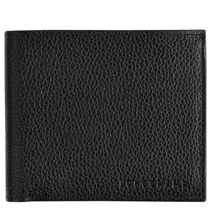 Longchamp Le Foulonné Wallet - Leather Wallets Black | LU55-W3XE