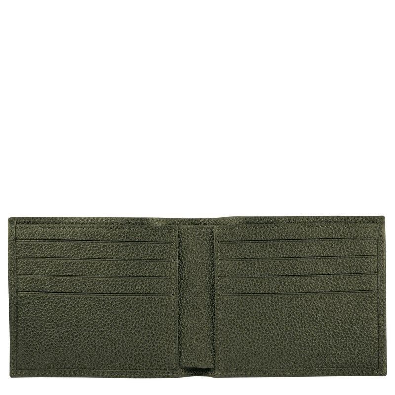 Longchamp Le Foulonné Wallet - Leather Wallets Khaki | GT73-X8EW