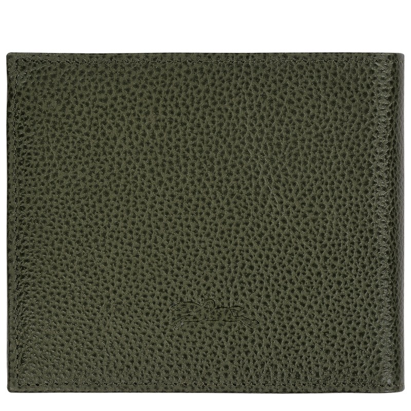 Longchamp Le Foulonné Wallet - Leather Wallets Khaki | GT73-X8EW