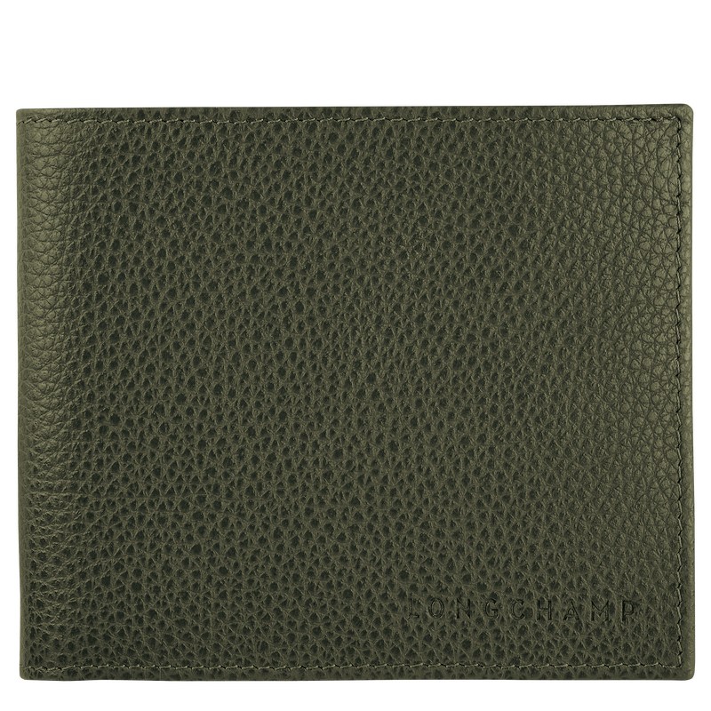 Longchamp Le Foulonné Wallet - Leather Wallets Khaki | GT73-X8EW