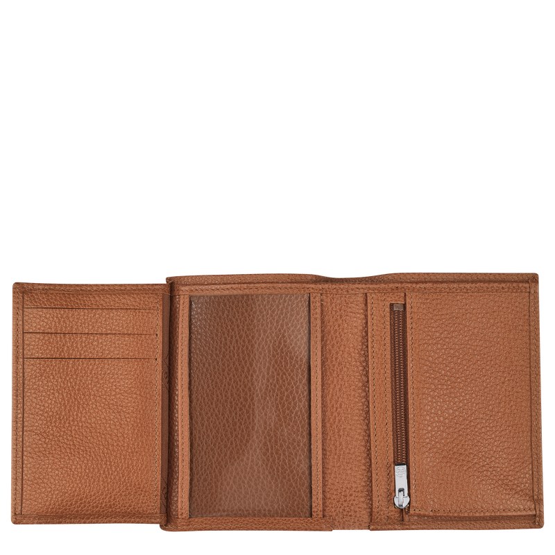 Longchamp Le Foulonné Wallet - Leather Wallets Caramel | TI87-D8RP