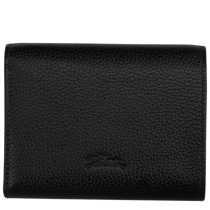 Longchamp Le Foulonné Wallet - Leather Wallets Black | KV55-X5YZ