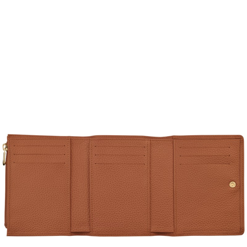 Longchamp Le Foulonné Wallet - Leather Wallets Caramel | VR27-K5IF