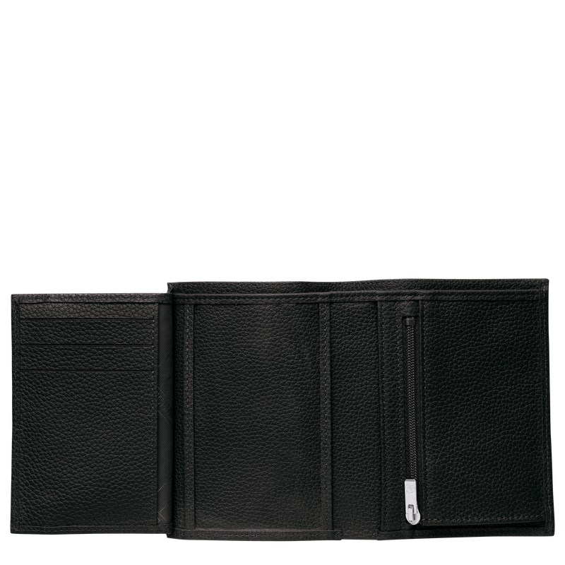 Longchamp Le Foulonné Wallet - Leather Wallets Black | WC28-K5FU