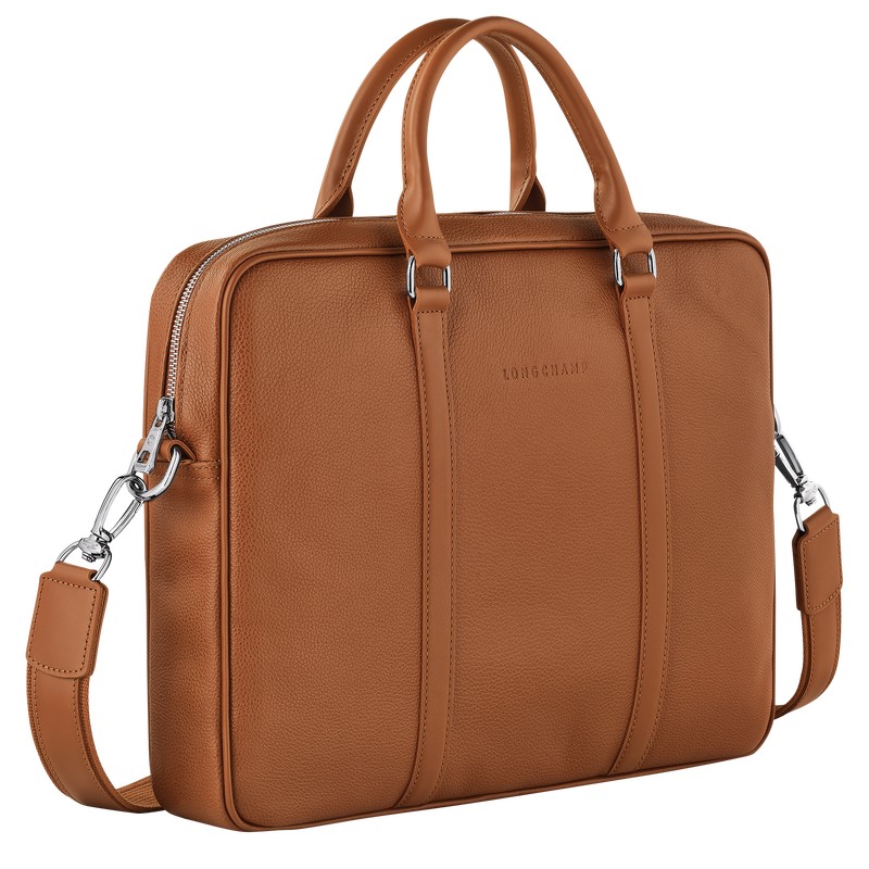 Longchamp Le Foulonné XS Briefcase - Leather Briefcase Caramel | HX71-D9UK