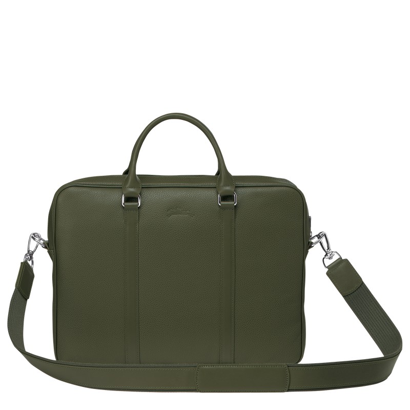 Longchamp Le Foulonné XS Briefcase - Leather Briefcase Khaki | TM53-X7RA