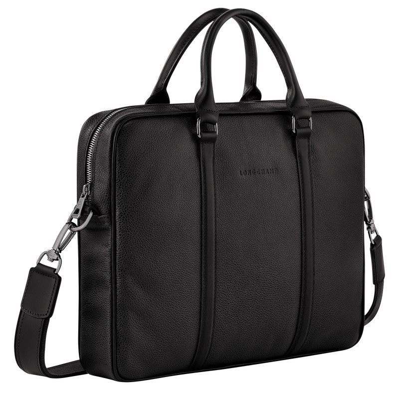 Longchamp Le Foulonné XS Briefcase - Leather Briefcase Black | AQ06-Q9HQ