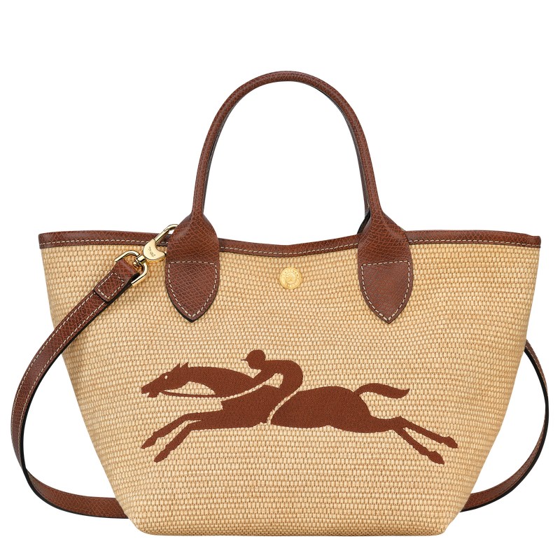 Longchamp Le Panier Pliage S Basket bag - Canvas Handbags Brown | IZ47-Q7MX